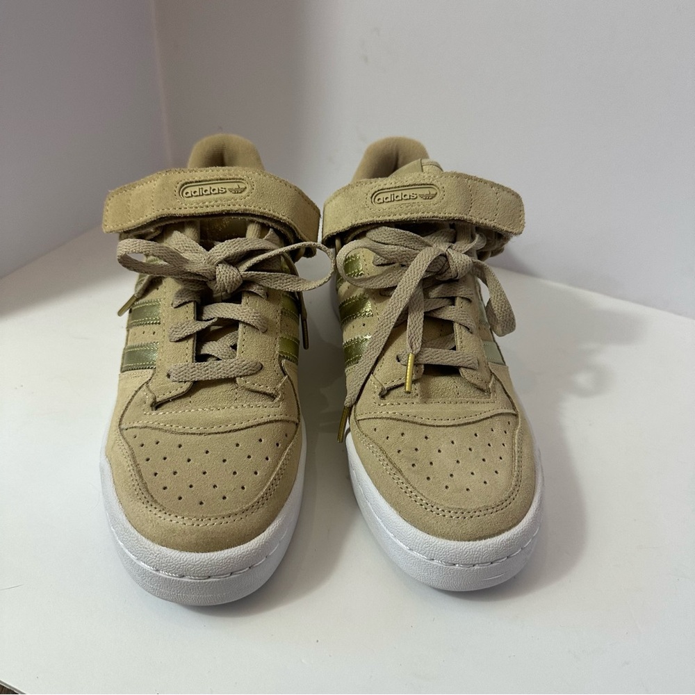 Adidas Tan Sneakers with Suede Upper and Padded Collar